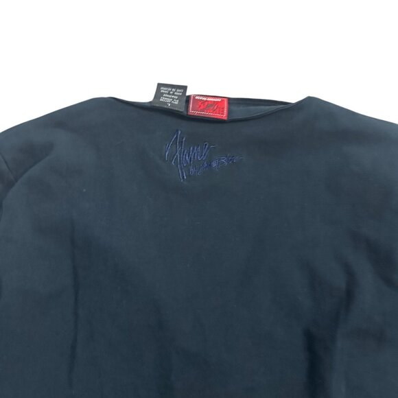 JOHNNY BLAZE Flame Black Long Sleeve Top Size Large - Picture 2 of 6